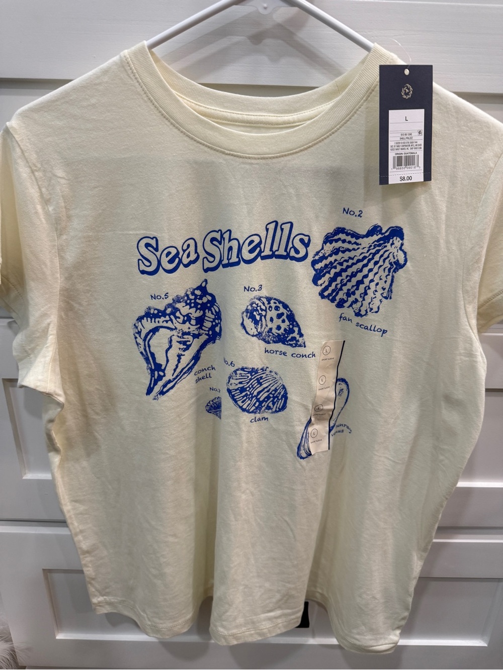 Target Sea Shells Graphic Tee - Cream with Blue Print